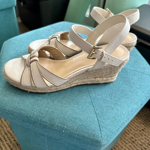 Tommy Hilfiger Espadrille Wedge White and Gold Size 6.5 - Picture 7 of 7
